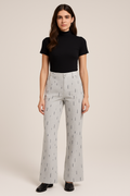 Heather Gray Wide-Leg Textured Statement Pants