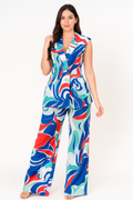 Vibrant Abstract Multicolor Sleeveless Pant Set – Bold Statement Two-Piece